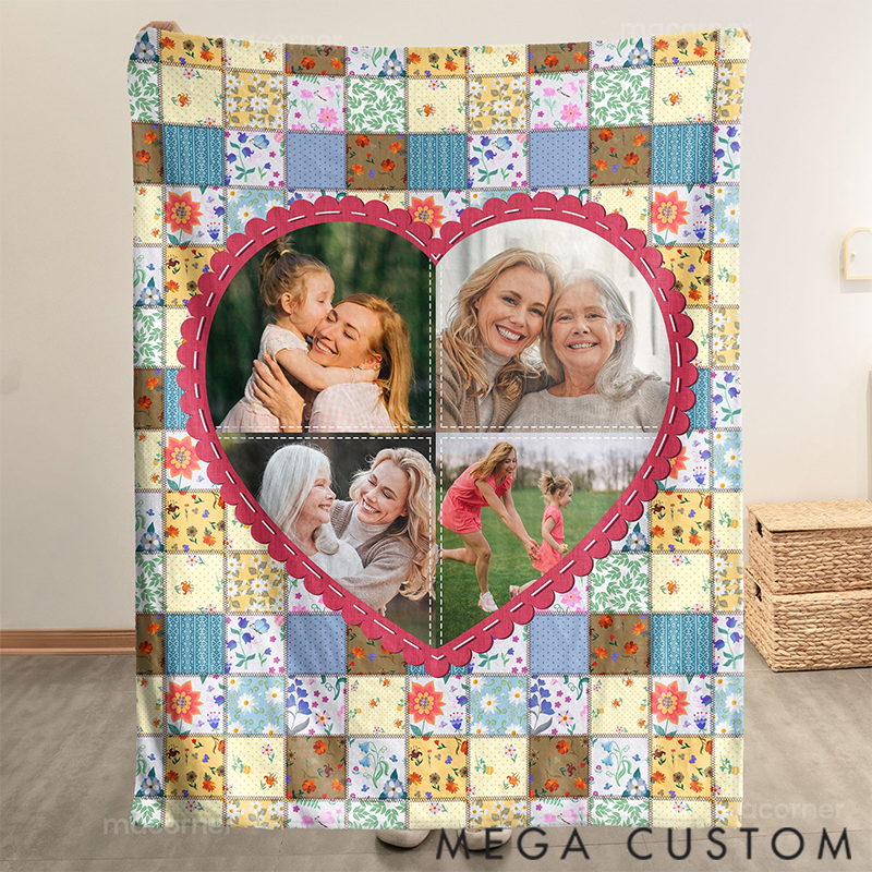 Personalized Family Each Patch Stitched with Love Photo Blanket
