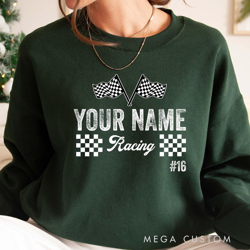 Personalized Cycling Race Sweatshirts with Number And Name Custom Racing Your Name Sweatshirts Gift for Race Lover Hoodie Riding Lovers