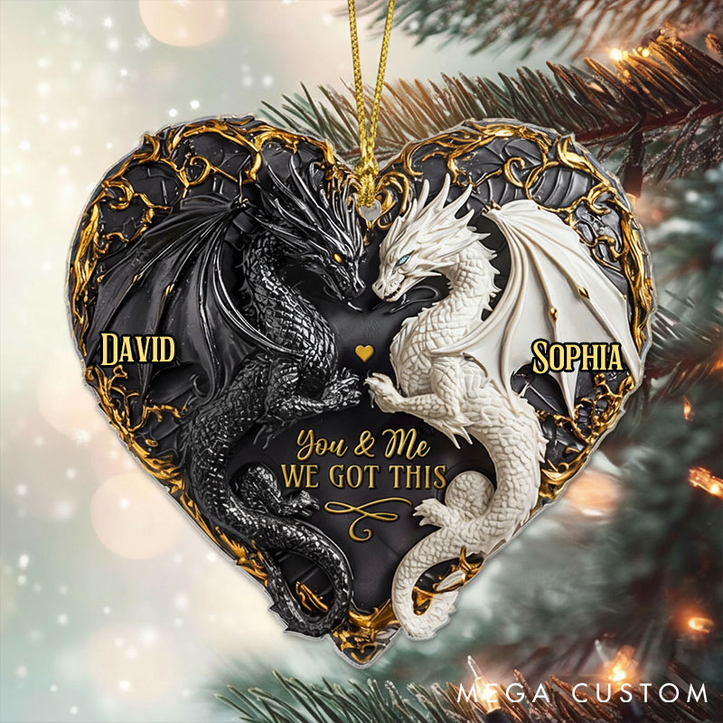 Personalized You and Me We Got This 2D Flat Acrylic Ornament Dragon Couple Halloween Ornament Couple Xmas Ornament Couple Keepsake Gift