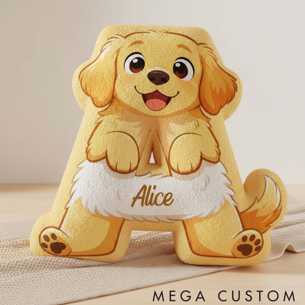 Personalized Dog Lover Golden Retriever Letter Pillow with Custom Name  Graphic 3D Print Pillow