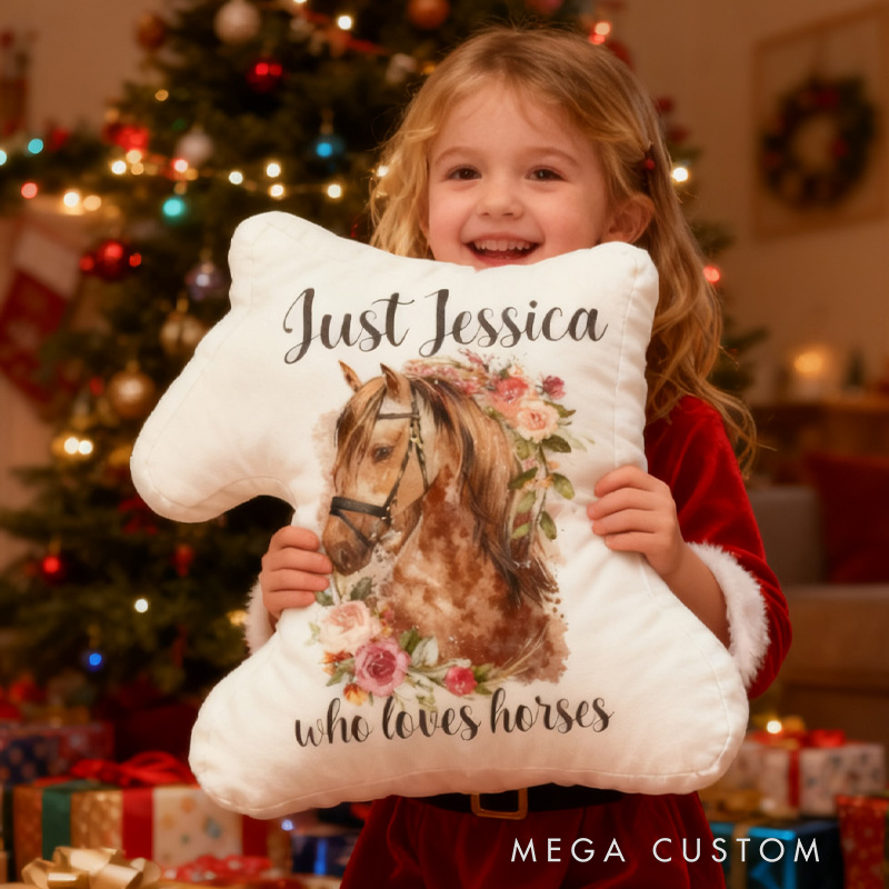 Personalized Equestrian Just A Girl Graphic 3D Print Pillow for Riding Enthusiasts Horse Lovers Rider Racing Soft and Funny Home Decor