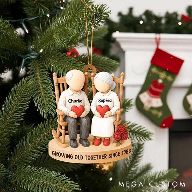Personalized Heart Couple Growing Old Together since Ornament Chrismas Tree Decoration with Names Chrismas Gift for Husband Wife