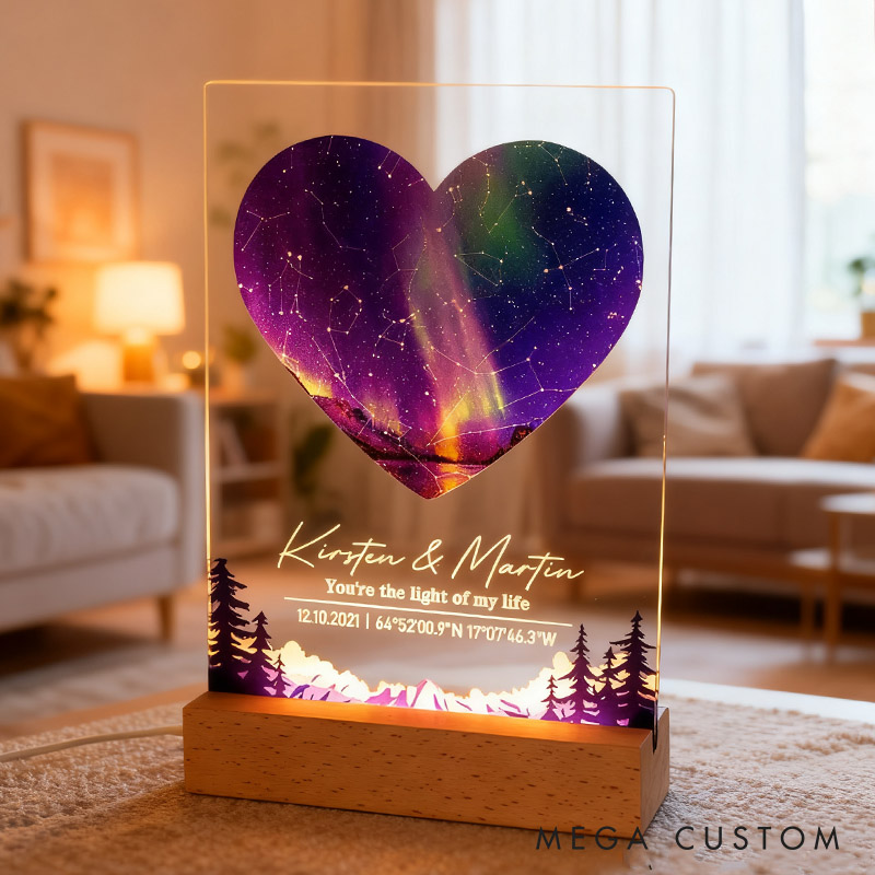 Personalized Couple Star Map by Date and Location Night Light Custom The Night Our Story Began Night Light Constellation Map Anniversary Gift