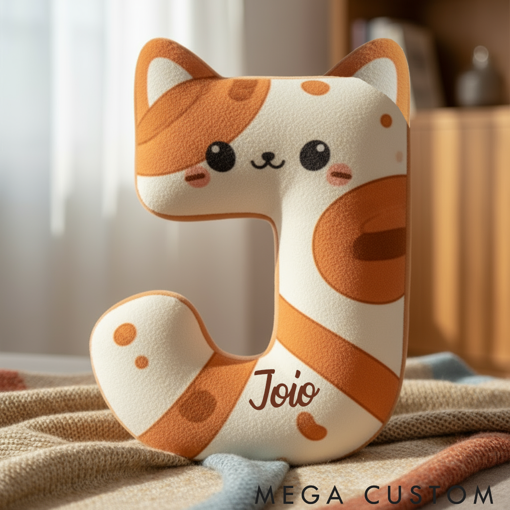 Personalized Cat Lover Cat Letter Pillow Graphic 3D Print Pillow