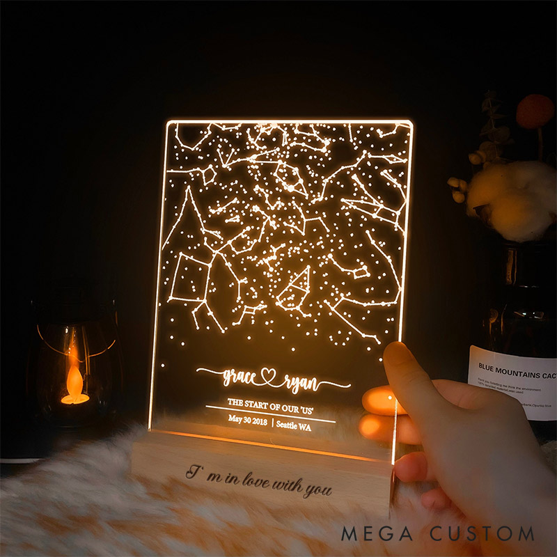 Personalized Couple Star Map by Date and Location Night Light Custom The Night Our Story Began Night Lamp for Her Constellation Map Anniversary Gift