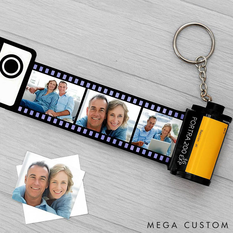 Personalized Photo Keychain Film Roll Custom Camera Roll Keyring with Couple Photo Anniversary Gift for Him Her Valentine's Day gift
