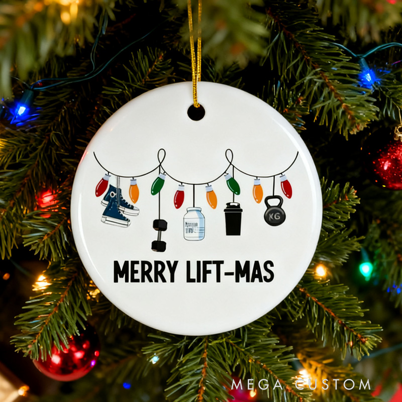 Personalized Ceramic Ornament Exercise Ornament Fitness Ornament Workout Decoration Merry Fitmas Weightlifting Gift Gym Decor Christmas Ornament