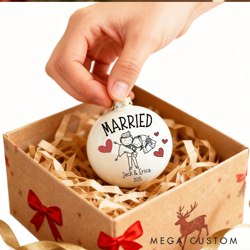 Personalized Mr and Mrs Matching Christmas Ornament Our First Christmas Ornament Set For Newlywed Couple Wedding Ornament Keepsake