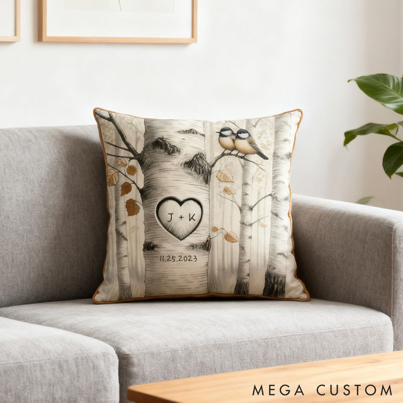 Personalized Couple Bird Pillow Couple Anniversary Lovebird Pillow Newlywed Gift Home Decor Pillow Couple Xmas Gift for Wife Girlfriend