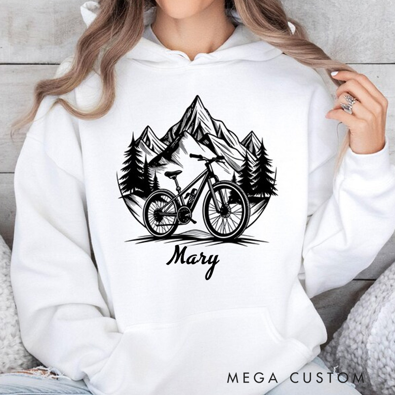 Personalized Mountain Bike Hoodie Bike Lover Gift Top Cycling Hoodie Bicycle Lovers Rider Riding Lovers