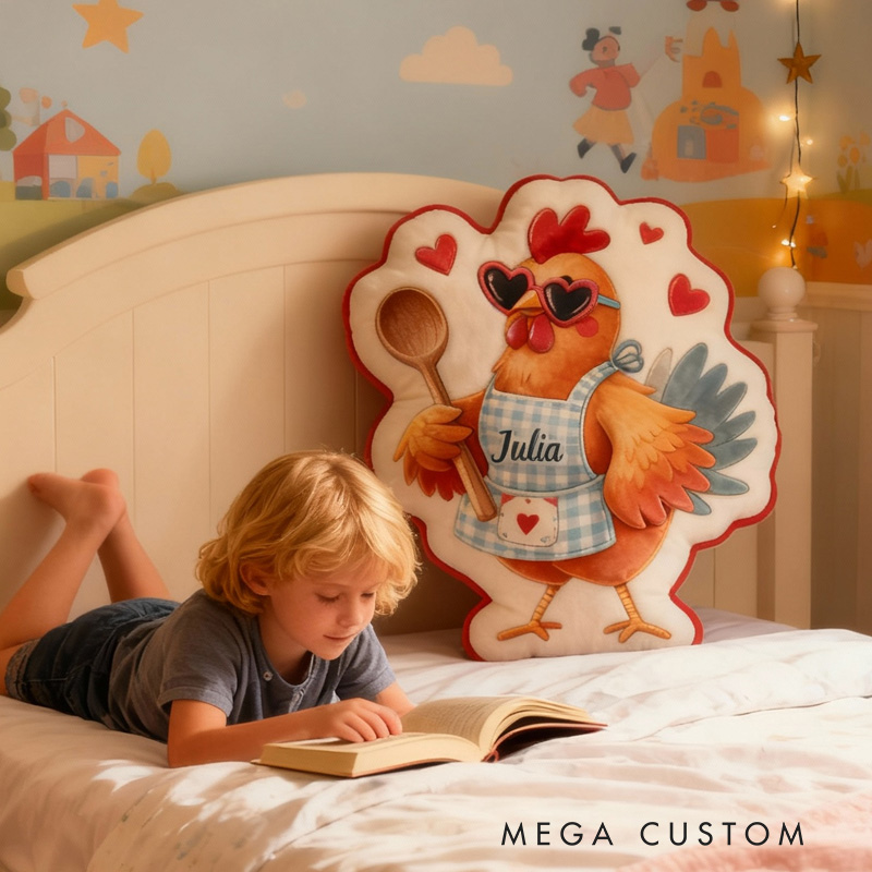 Personalized Cooking Chicken Throw Pillow Graphic 3D Print Baking Baking Pillow with Name for Kids Baker Birthday Gift