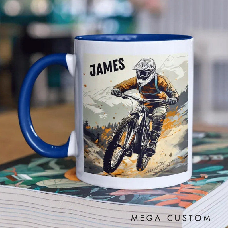 Personalized MTB Cycling Coffee Mug Mountain Bike Gift Cyclist Gift Biker Racer Gift Cycling Gift Bike Gift Bicyclist Mug