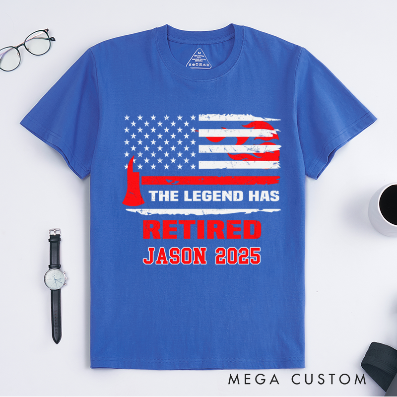 Personalized Fireman The Legend Has Retired Design Gift for Firefighter T-Shirt