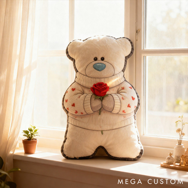 Personalized Teddy Bear Hug Pillow Girlfriend Gift Pillow Cute Bear Pillow for Girlfriend Christmas Gift Pillow