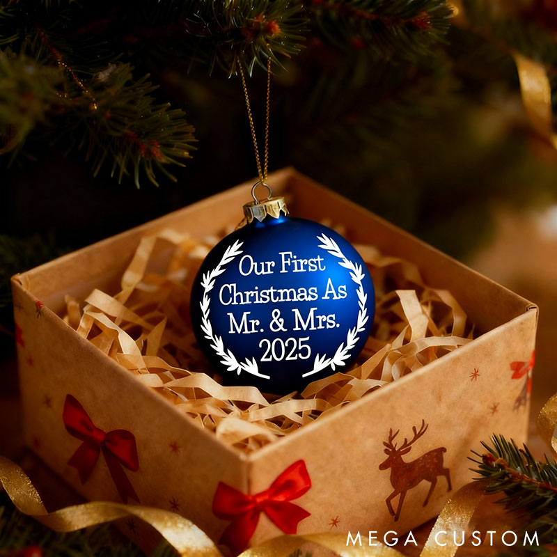 Personalized Our First Christmas as Mr. & Mrs. Ornament Couple Xmas Decor Ball Newlyweds Christmas Decor Bulb Ornament