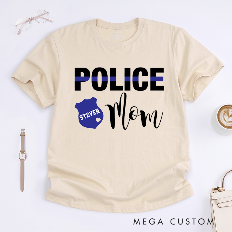 Personalized Policeman Police Mom Design Gift for Police Officer T-Shirt
