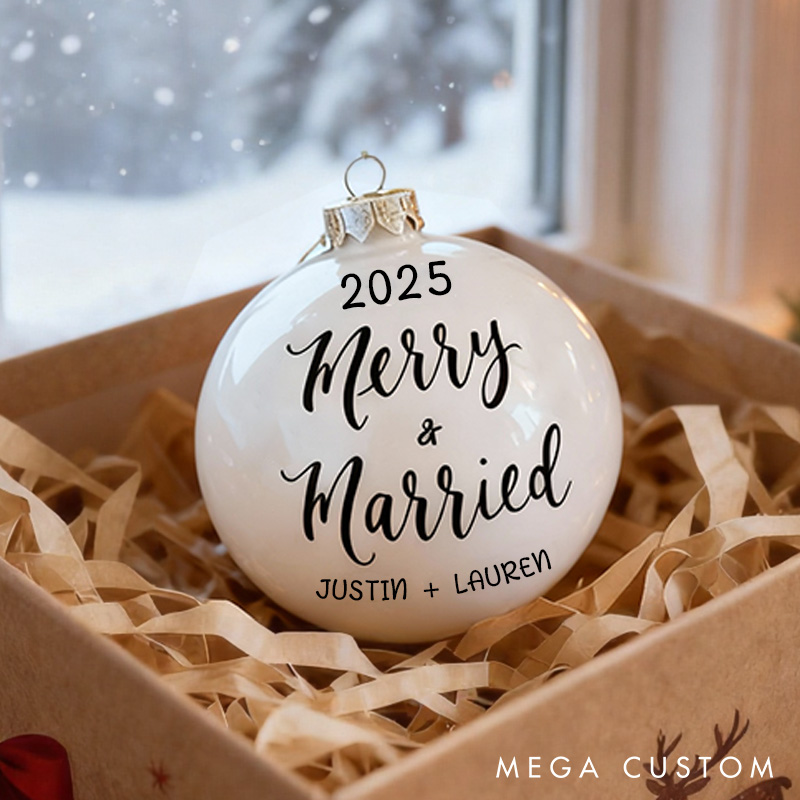 Personalized Merry and Married Ornament Custom Couple 1st Christmas Ornament Newlywed Christmas Gift Decor