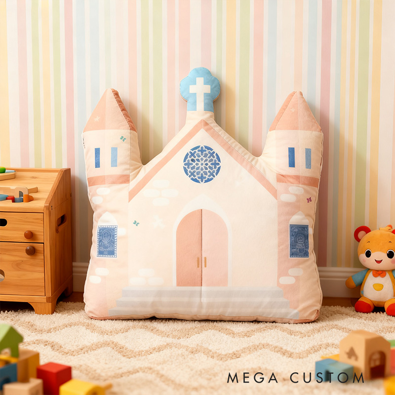 Personalized Chruch Pillow with Custon Chruch Photo Home Decor Pillow Religious Faith Gift Catholic Gift Mass Gift for Kids