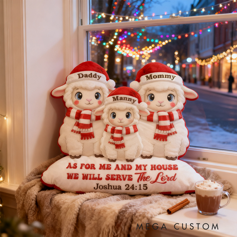 Personalized As For Me And My House We Will Serve The Lord Pillow with Custom Name Home Decor Gift for Christian