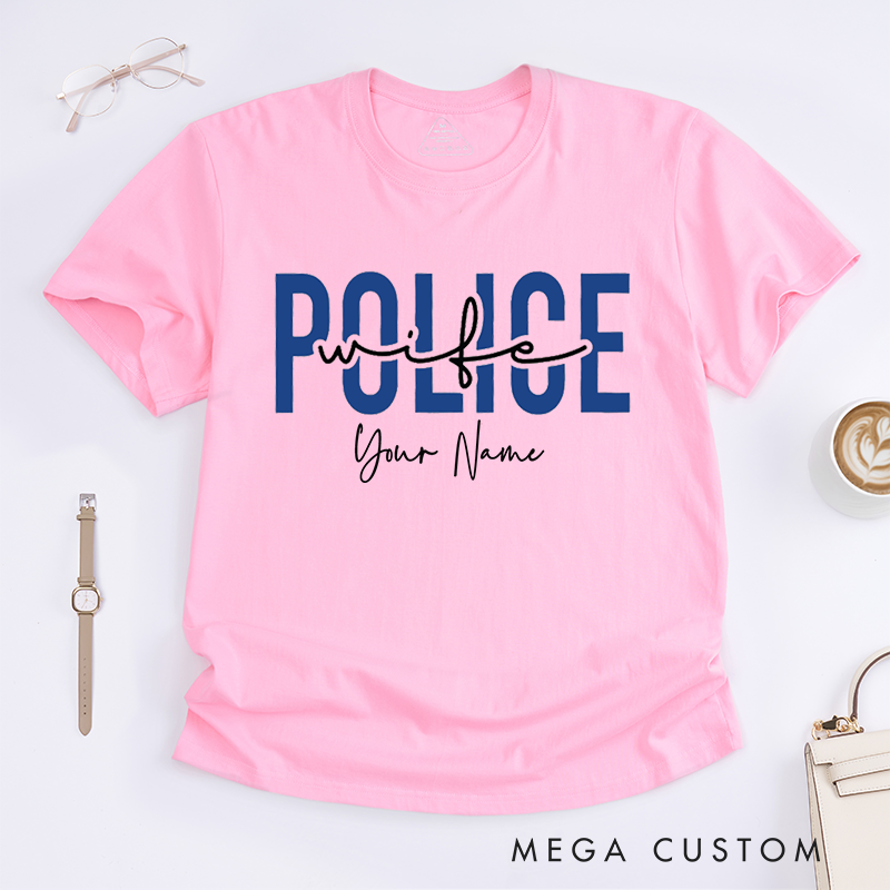 Personalized Policeman Wife with Minimalist and Elegant Style Design Gift for Wife Police Officer T-Shirt