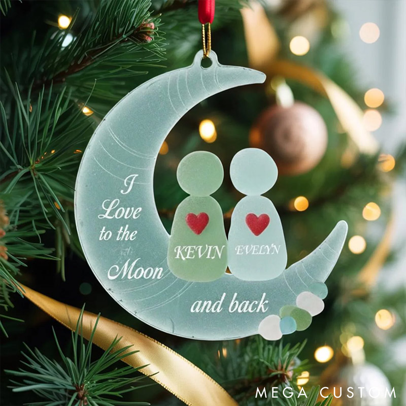 [Copy]Personalized Sea Glass-Style Couple Chrismas 2D Flag Couple Swing Design Ornament Chrismas Decoration with Names Chrismas Gift for Husband Wife