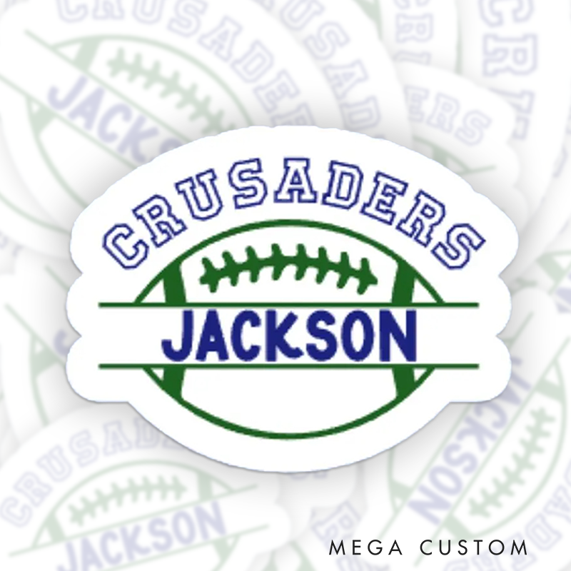 Personalized American Football and Rugby Sticker with Custom Team Name and Player Name