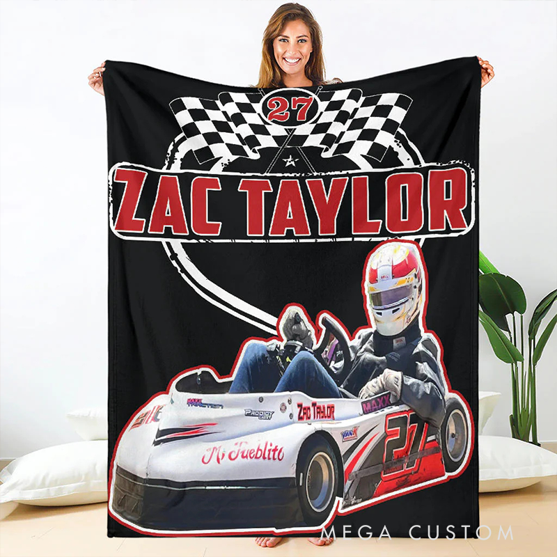 Personalized Racing Blanket Custom Photo Blanket Gift for Racer and Racing Lovers