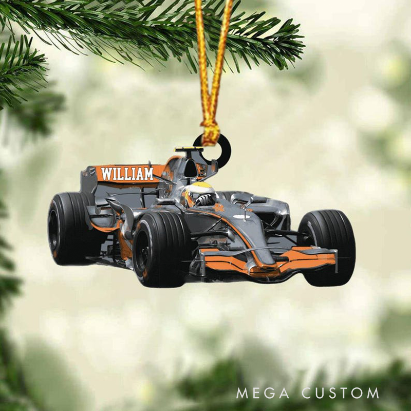 Personalized F1 Racing Car Christmas Ornament, Custom Acrylic Ornament Gift for Racing Lovers and Motorsport Fans