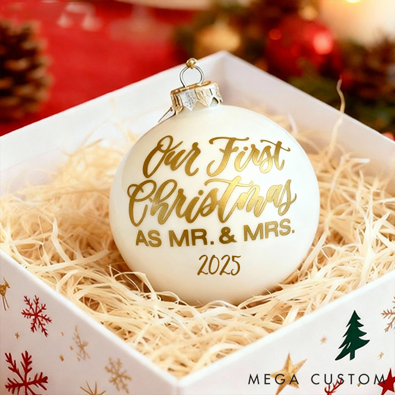 Personalized Couple Wedding Ornament Our First Christmas Bulb Ball Newlywed Xmas Gift Ball Couple Christmas Decor