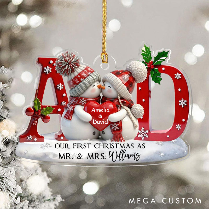 Personalized Snowman Couple Ornament Our First Christmas Ornament Newlyweds Christmas Gift Romantic Keepsake for Couples 2025