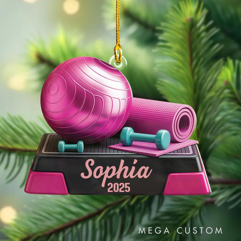 Personalized Workout 2D Flat Ornament Custom Name Christmas Tree Gym Christmas Ornament Fitness Christmas Ornament Fitness Lovers Gifts
