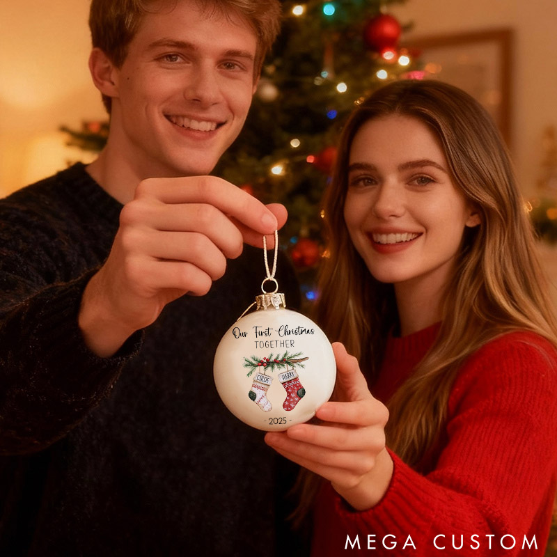Personalized Couple Our First Christmas Together Ball Ornament Custom Newlyweds Christmas Stocking Christmas Ornament Christmas Gift for Him Her