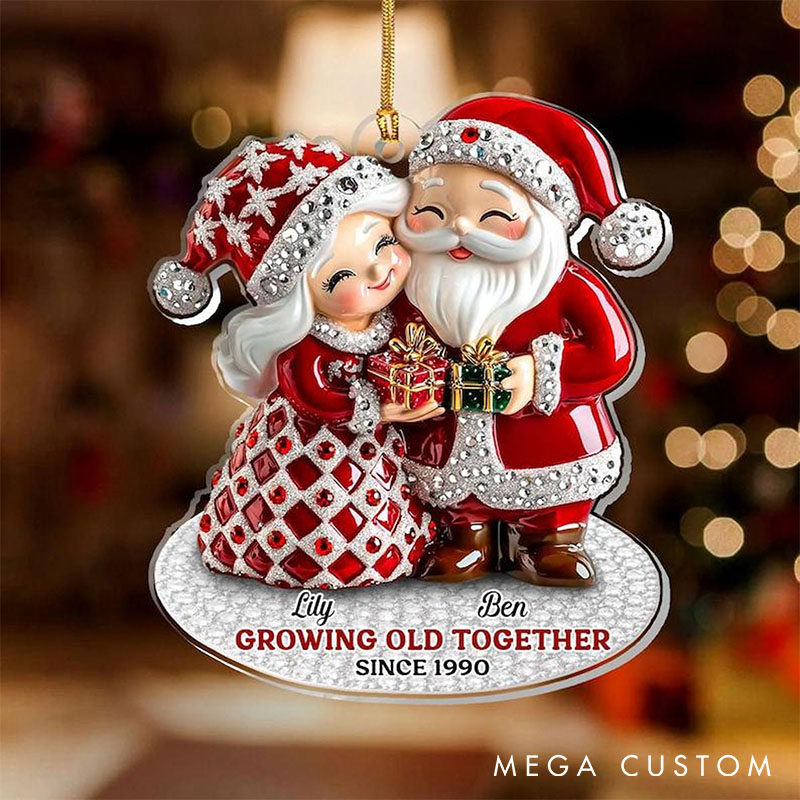 Personalized Santa And Mrs. Claus Christmas Ornament Growing Old Together Custom Acrylic Keepsake Holiday Gift for Couples and Loving 2025