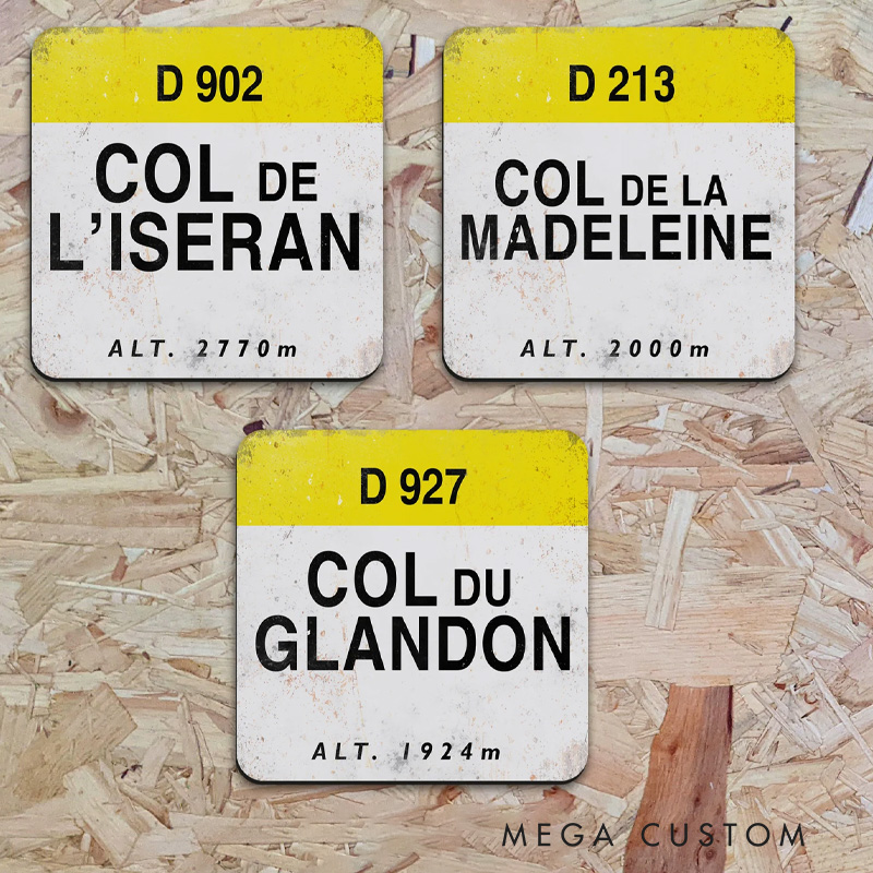 Personalised Riding Coaster Tour De France Markers Collection Coasters Cycling Gift Single Aalpe Col Climb for Riding Lovers