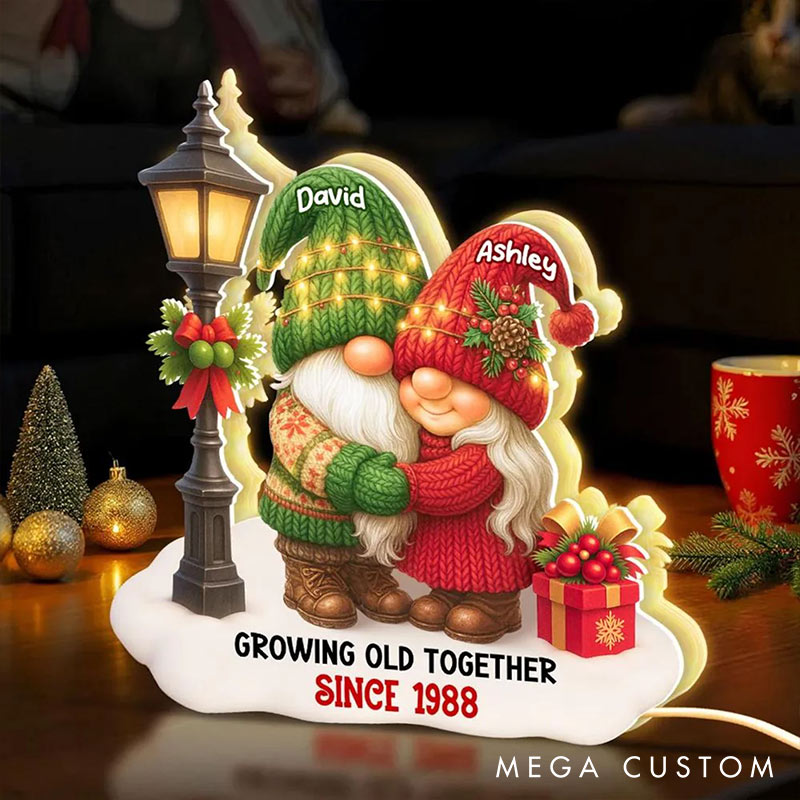 Personalized Couple Growing Old Together Since Light Box Custom Name Night Light Decor Keepsake Gift for Couple for Husband Wife Him Her 