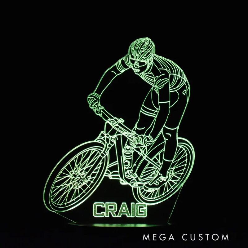 Personalized Mountain Bike LED Night Light Custom Name Bicycle Led Lamp Biker Birthday Gift Cyclist Bedroom Decor Cycling Sign Engraved Bike Lamp