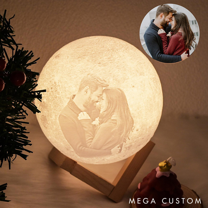 Personalized Couple Photo Moon Night Light Custom Moon Touch Lamp form Your Own Picture 3D Printed Lunar Led Table Lamp Anniversary Christmas Gift