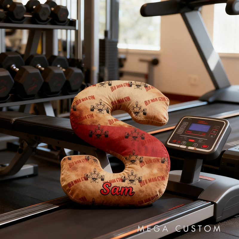 Personalized Old Man Gym Letter Pillow Graphic 3D Print Funny Letter Pillow Custom Name Pillow Comfortable Christmas Decor for Gym Lovers