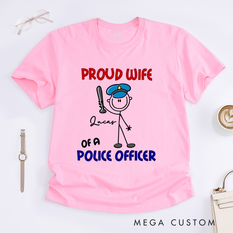 Personalized Police Proud Wife of a Police Officer Design Gift for Wife Police Officer T-Shirt