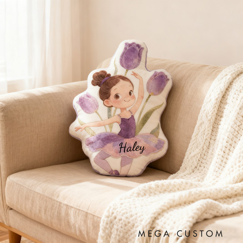 Personalized Ballet Dancers Tulip Pillow with Your Own Name Soft Stuffed Toy for Kids Unique Decorative Cushion for Girls' Room and Dance Studio