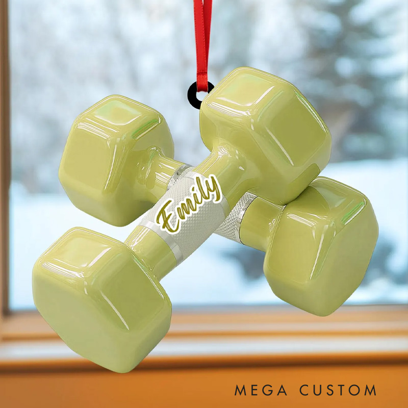 Personalized Custom Name Pink Dumbbell Ornament Fitness Keepsake Fitness Lovers Gifts for Gym Lovers