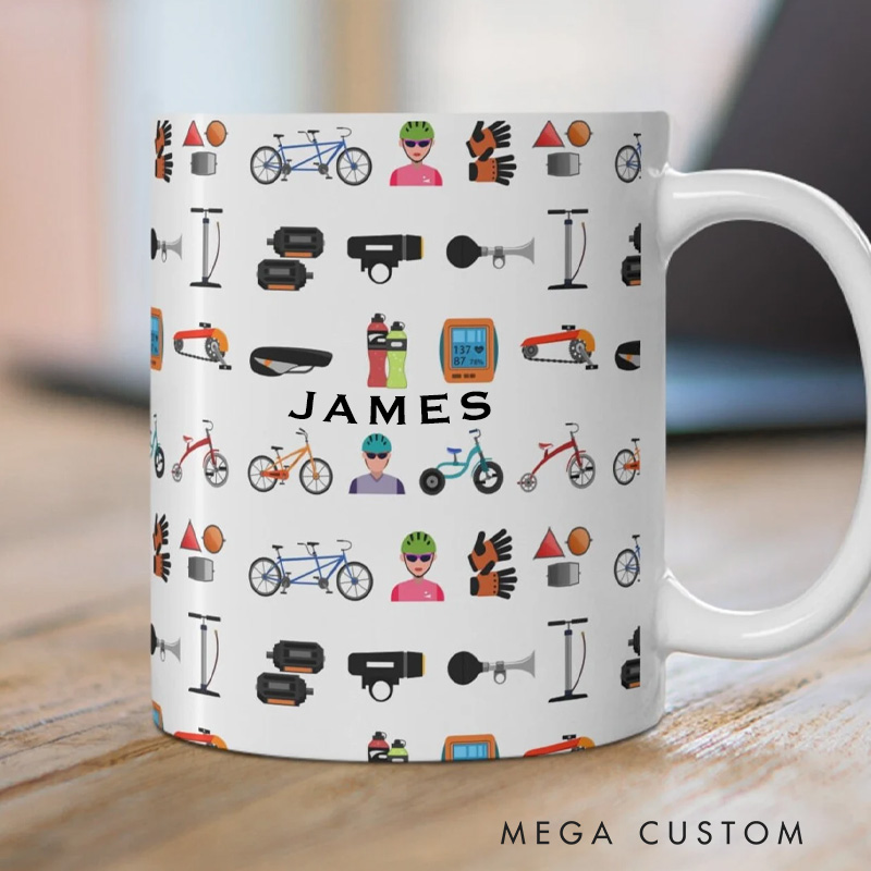 Personalized Cycling Coffee Mug Cyclist Mug Bicycle Coffee Cup Bicycle Tea Cup Bicycle Ceramic Mug Gift For Him