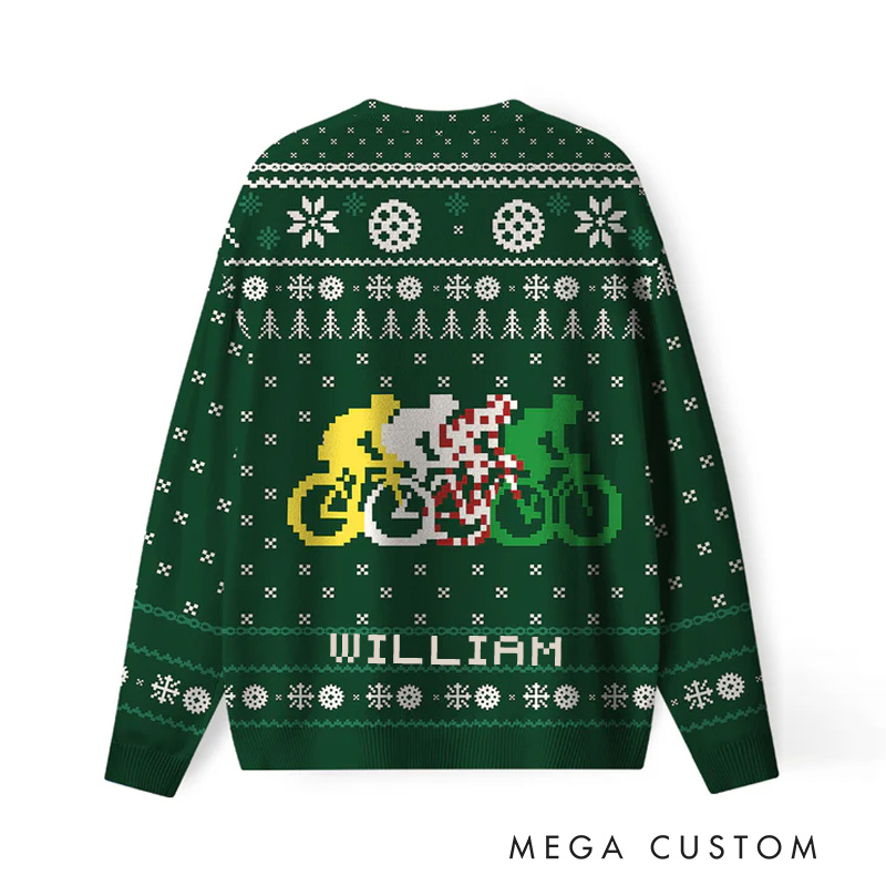 Personalized Orionride Cyclist Road Ugly Christmas Sweater Funny Cyclist Gift Bicycle Holiday Jumper Bike Rider Christmas Keepsake Riding Lovers