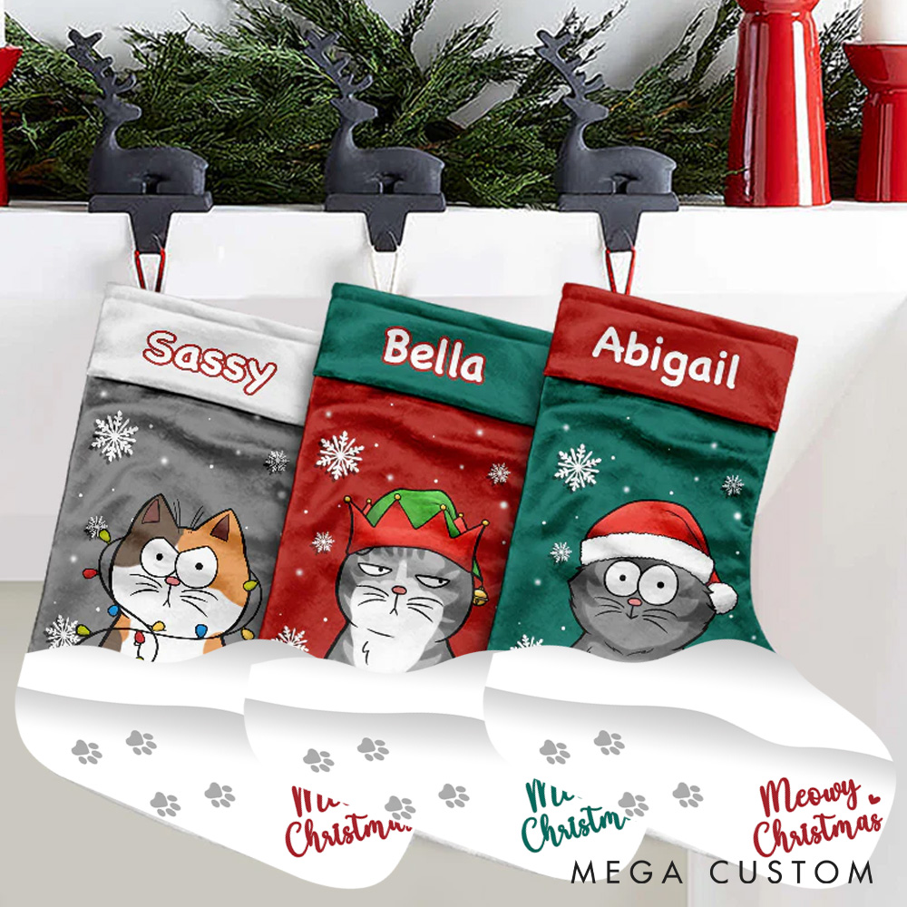 Personalized Pet Lover Meowy Christmas Christmas Stockings