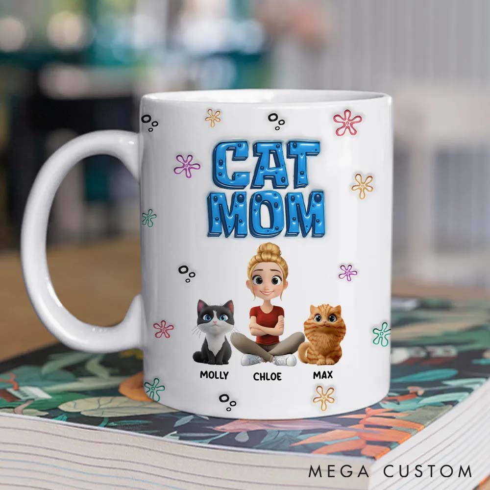 Personalized Cat Lover Sponge Cat Mom Mugs