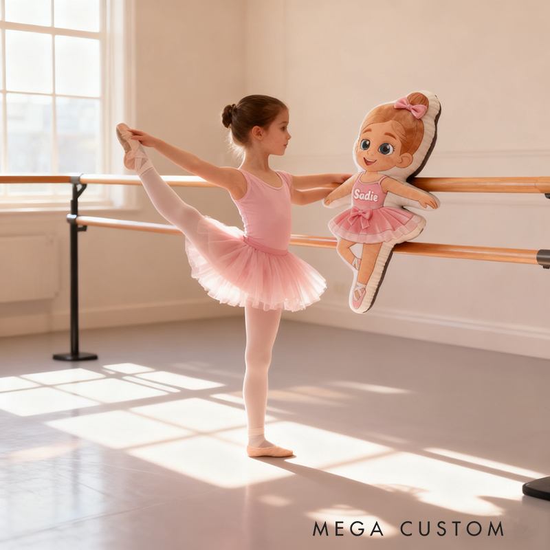 Personalized Ballet Dancers Pillow with Your Name Soft Stuffed Toy for Kids Unique Decorative Cushion for Girls' Room and Dance Studio