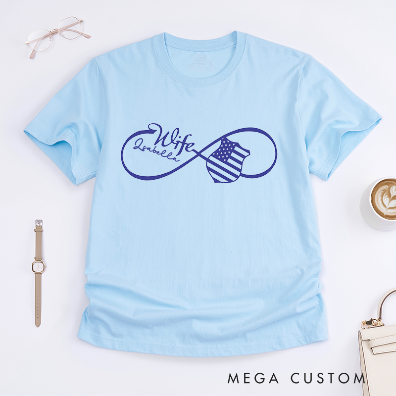 Personalized Police Wife Infinity Design Design Gift for Wife Police Officer T-Shirt