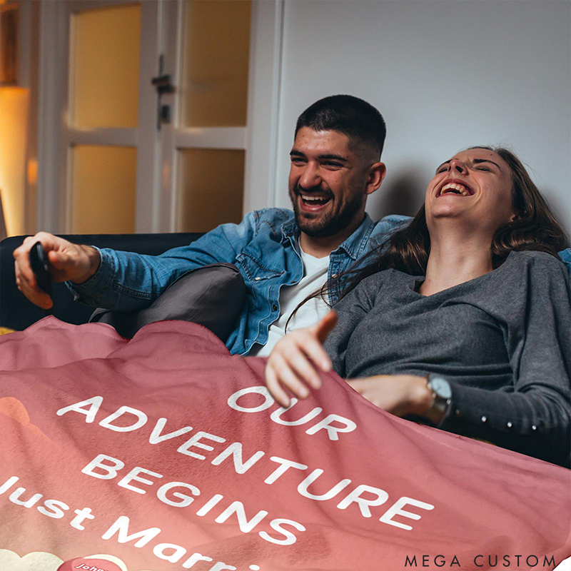 Personalized Couple Wedding Blanket Couple Throw Blanket with Names Personalized Romantic Gift for Newlyweds Bridal Shower Anniversary Just Married