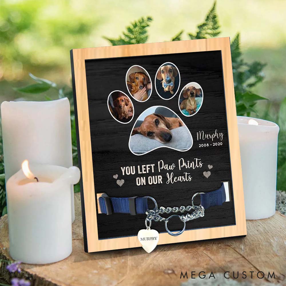 Personalized Pet Lover You Left Paw Prints on Our Hearts Pet Collar Holder