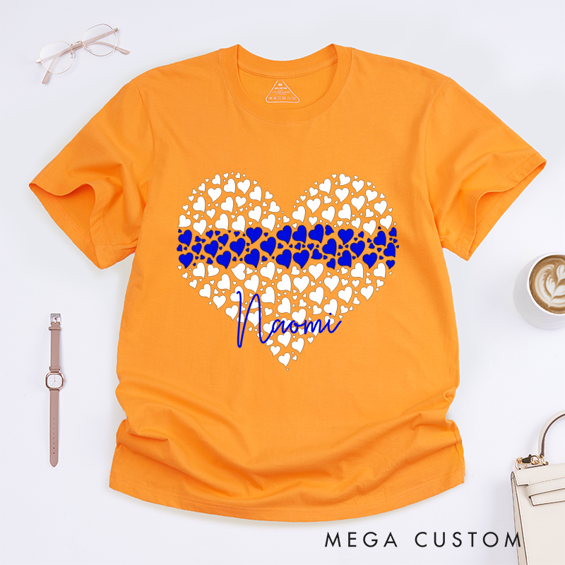 Personalized Police Heart of Support with Thin Blue Line Design Gift for Wife Police Officer T-Shirt